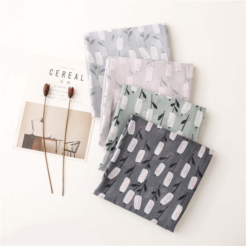 Silk scarves Korean version versatile printed scarves cotton linen scarves wholesale
