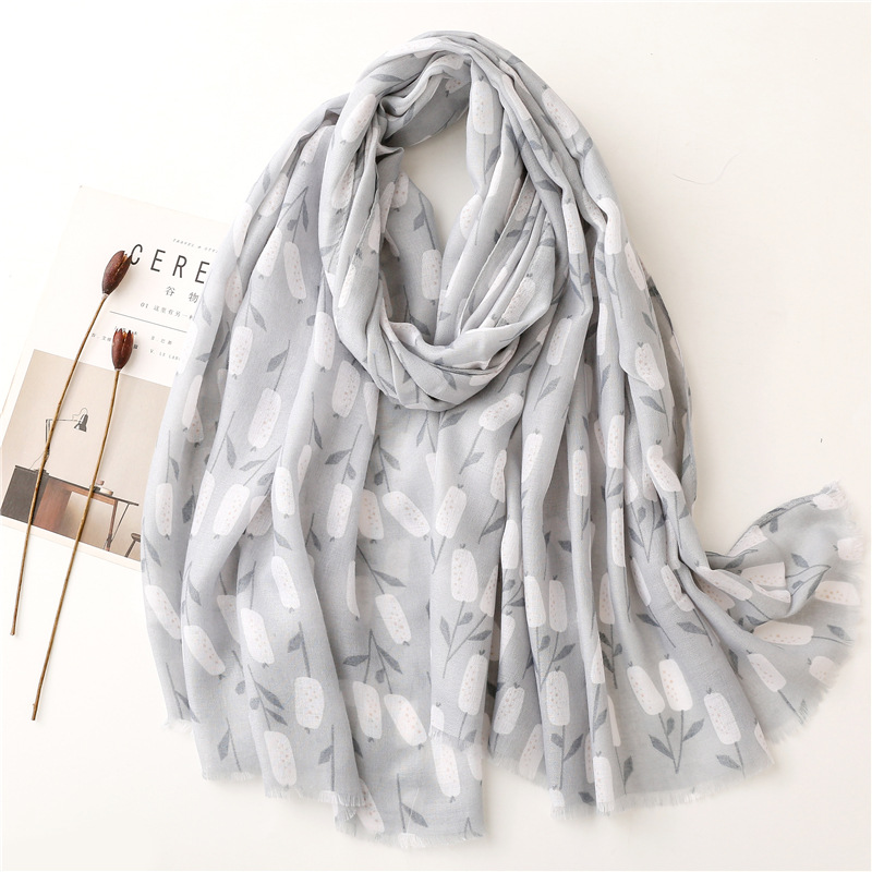 Silk scarves Korean version versatile printed scarves cotton linen scarves wholesale