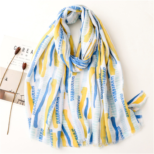 Summer sunscreen shawl shawl mint green woolen edge printed scarf decorative long style