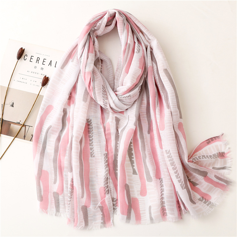 Summer sunscreen shawl shawl mint green woolen edge printed scarf decorative long style