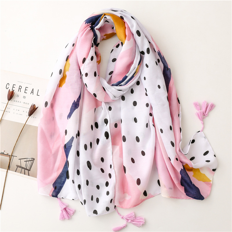 Sweet dot graffiti cotton linen scarf tourism sunscreen beach towel