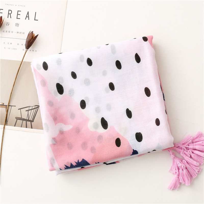 Sweet dot graffiti cotton linen scarf tourism sunscreen beach towel