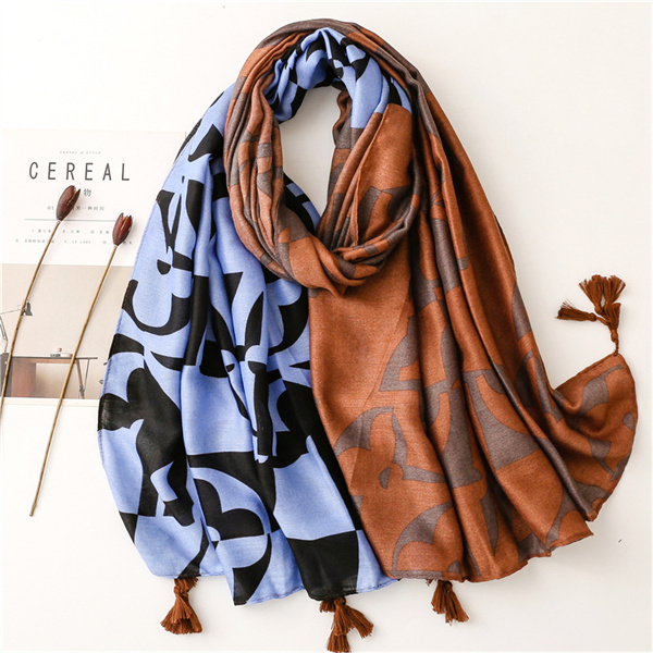 New scarf Satin soft scarf dark contrast irregular pattern shawl