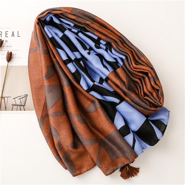 New scarf Satin soft scarf dark contrast irregular pattern shawl