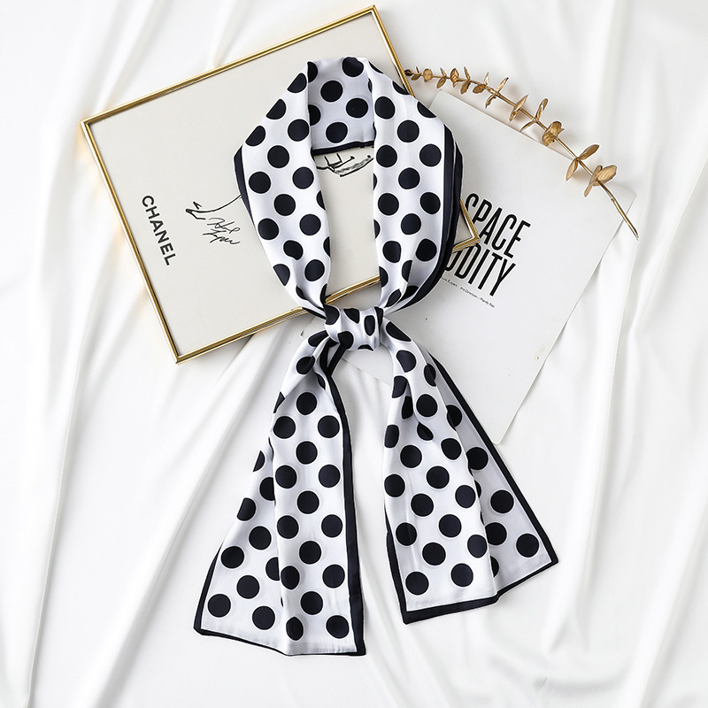 Long silk scarves wholesale printing simulation silk binding bag ribbon sweet small scarf