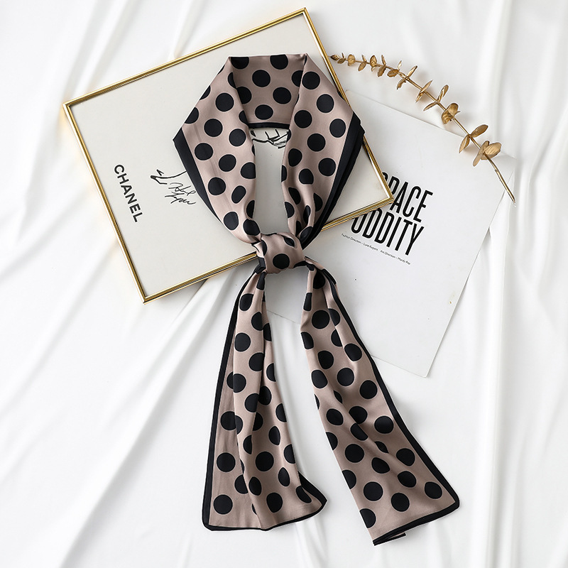 Long silk scarves wholesale printing simulation silk binding bag ribbon sweet small scarf
