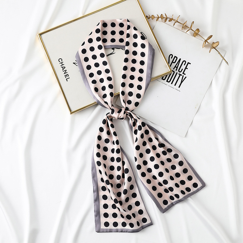 Long silk scarves wholesale printing simulation silk binding bag ribbon sweet small scarf