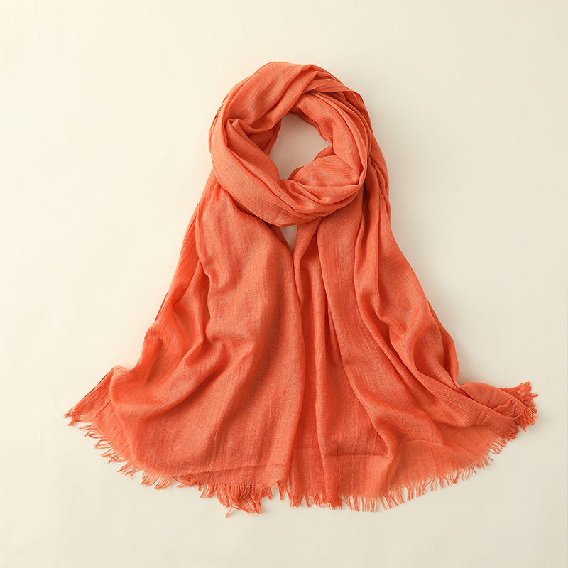 New style silk scarf sunscreen beach towel solid color cotton linen scarf wholesale