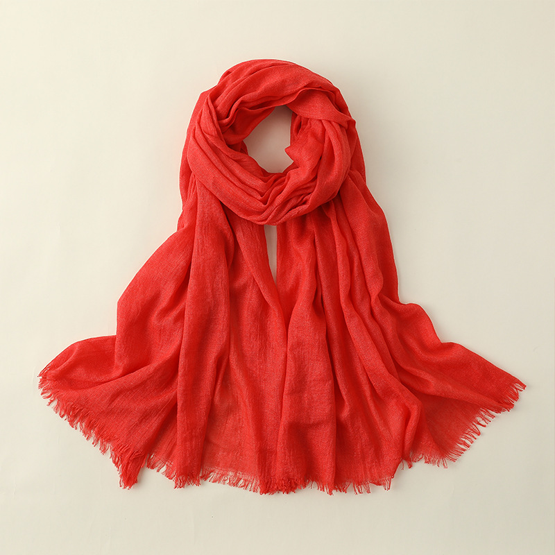 New style silk scarf sunscreen beach towel solid color cotton linen scarf wholesale