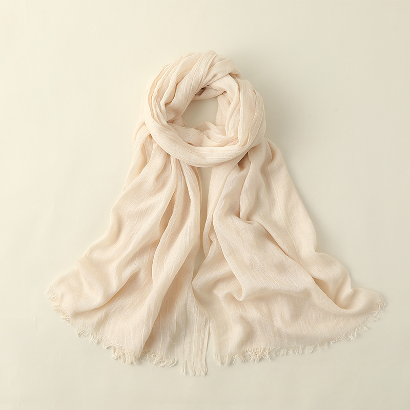 New style silk scarf sunscreen beach towel solid color cotton linen scarf wholesale