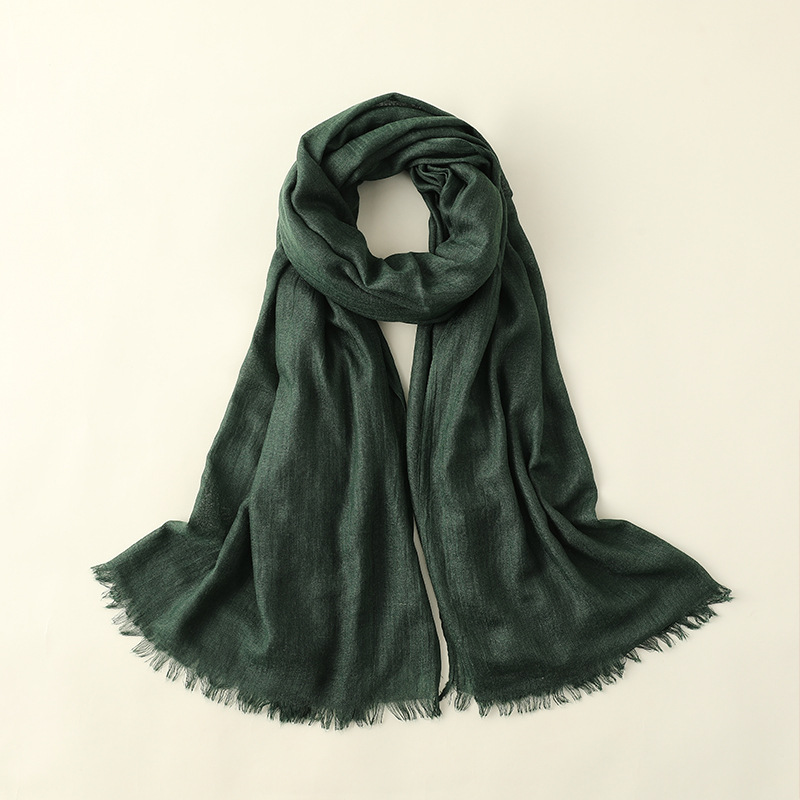 New style silk scarf sunscreen beach towel solid color cotton linen scarf wholesale