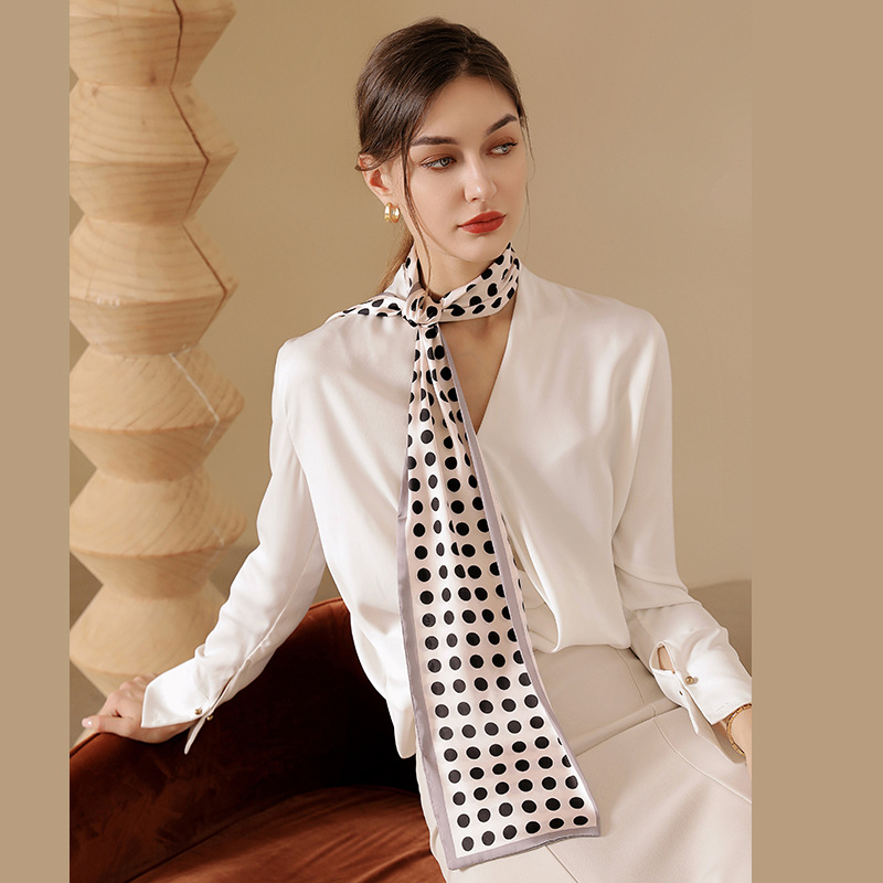 New wave dot printed long silk scarves Wholesale