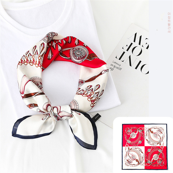 New style small scarves silk scarves fashion diamond printing 58 scarves imitation silk wholesale