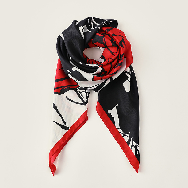 Imitation silk scarves wholesale of female flower printed scarves