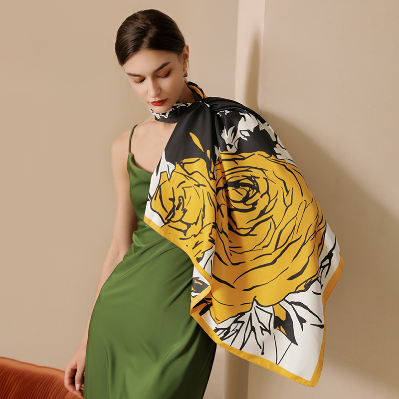 Imitation silk scarves wholesale of female flower printed scarves