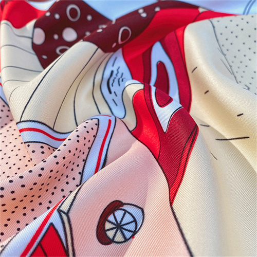 Cartoon imitation silk scarf medium long curled square scarf printing simple silk scarf