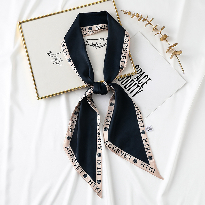 French retro ribbon letter printing bag long silk scarf wholesale