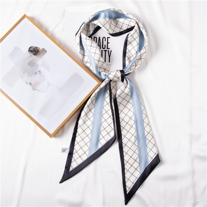 Summer versatile Plaid scarves womens printed floating hair belt silk scarves wholesale