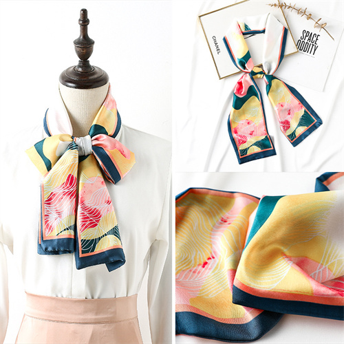 Fashion printed silk scarves womens imitation silk ribbon scarf wholesale