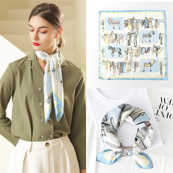 New simulation silk scarf female horse printing 70 square scarf decorative scarf wholesale