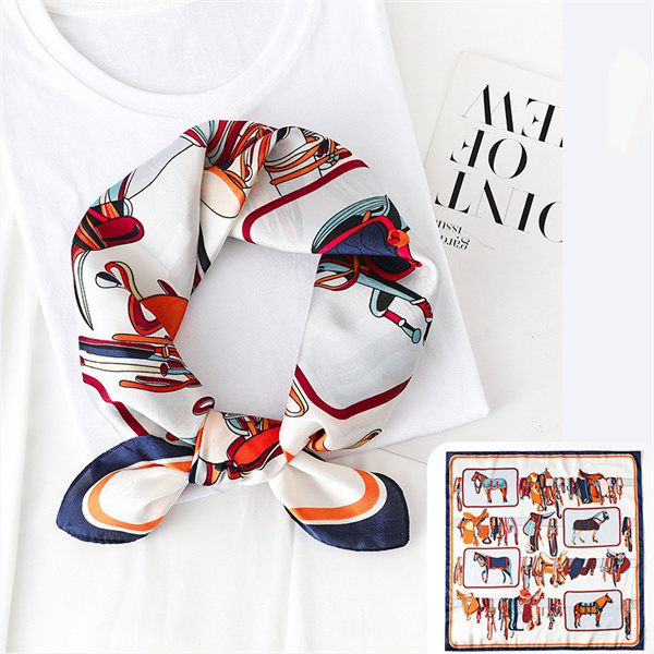 New simulation silk scarf female horse printing 70 square scarf decorative scarf wholesale