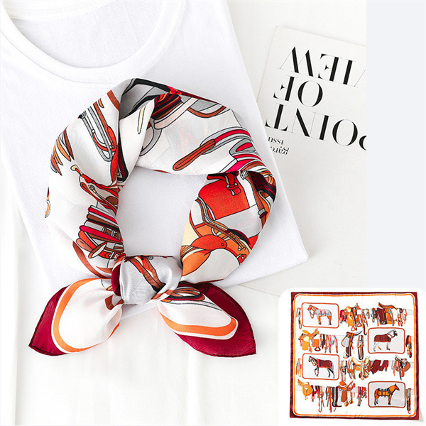 New simulation silk scarf female horse printing 70 square scarf decorative scarf wholesale