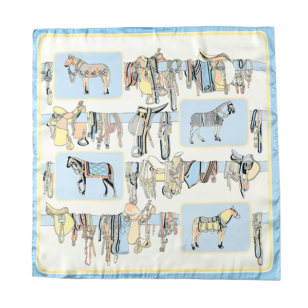 New simulation silk scarf female horse printing 70 square scarf decorative scarf wholesale