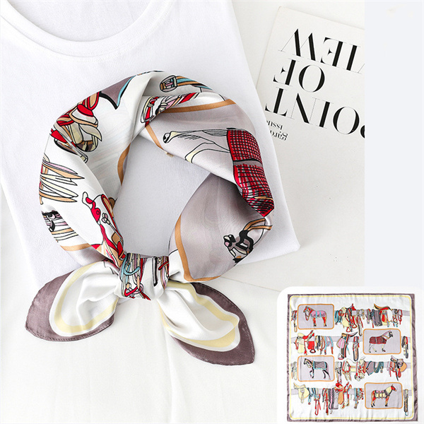 New simulation silk scarf female horse printing 70 square scarf decorative scarf wholesale