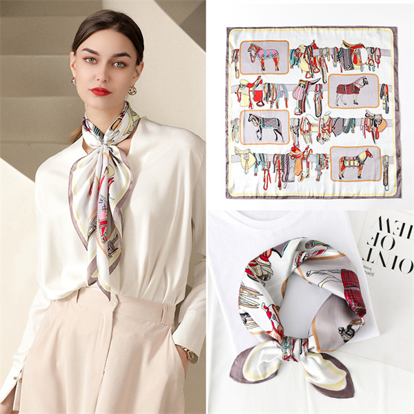 New simulation silk scarf female horse printing 70 square scarf decorative scarf wholesale