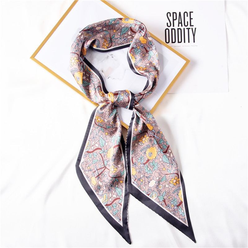 New imitation silk headband sweet print small silk scarf decorative scarf