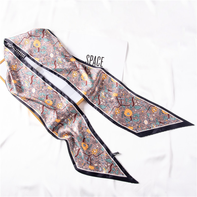 New imitation silk headband sweet print small silk scarf decorative scarf