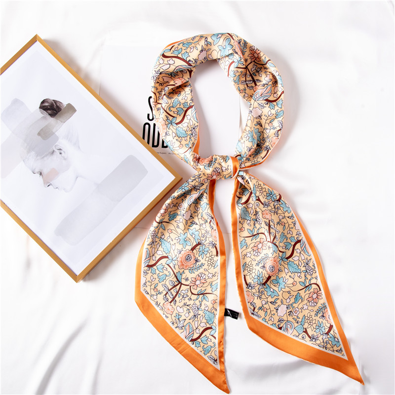 New imitation silk headband sweet print small silk scarf decorative scarf