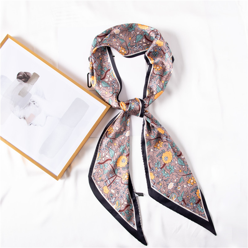 New imitation silk headband sweet print small silk scarf decorative scarf