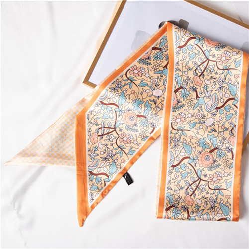 New imitation silk headband sweet print small silk scarf decorative scarf