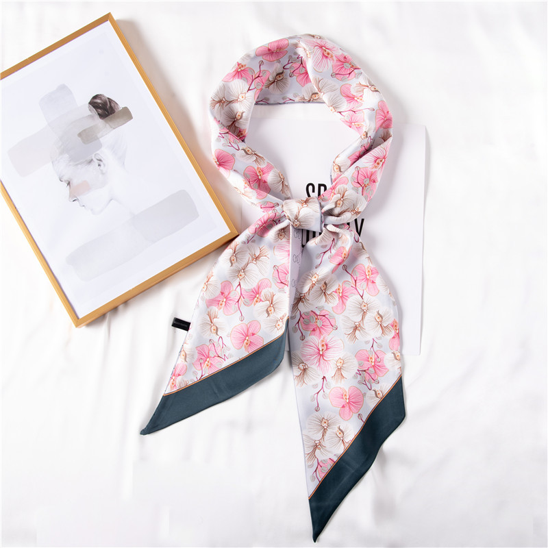 Silk scarf hairband simulation silk long silk scarf pink scarf bag strap wholesale
