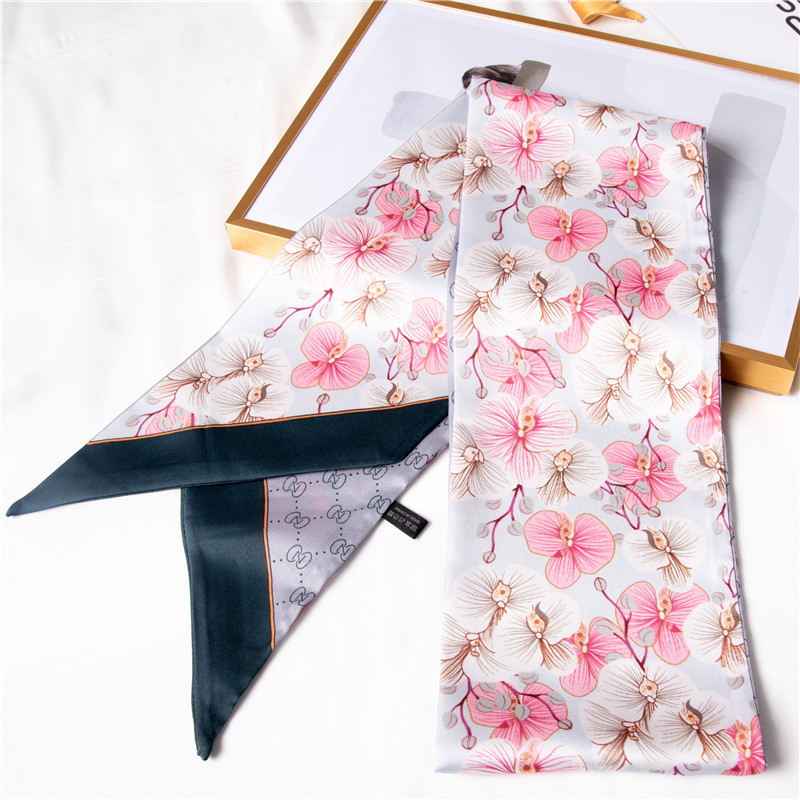 Silk scarf hairband simulation silk long silk scarf pink scarf bag strap wholesale