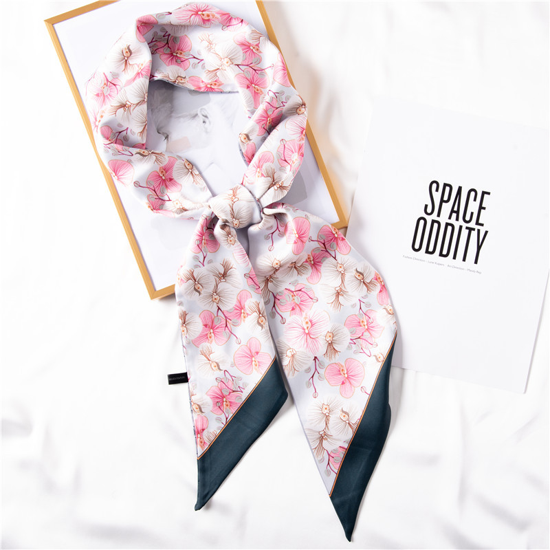 Silk scarf hairband simulation silk long silk scarf pink scarf bag strap wholesale