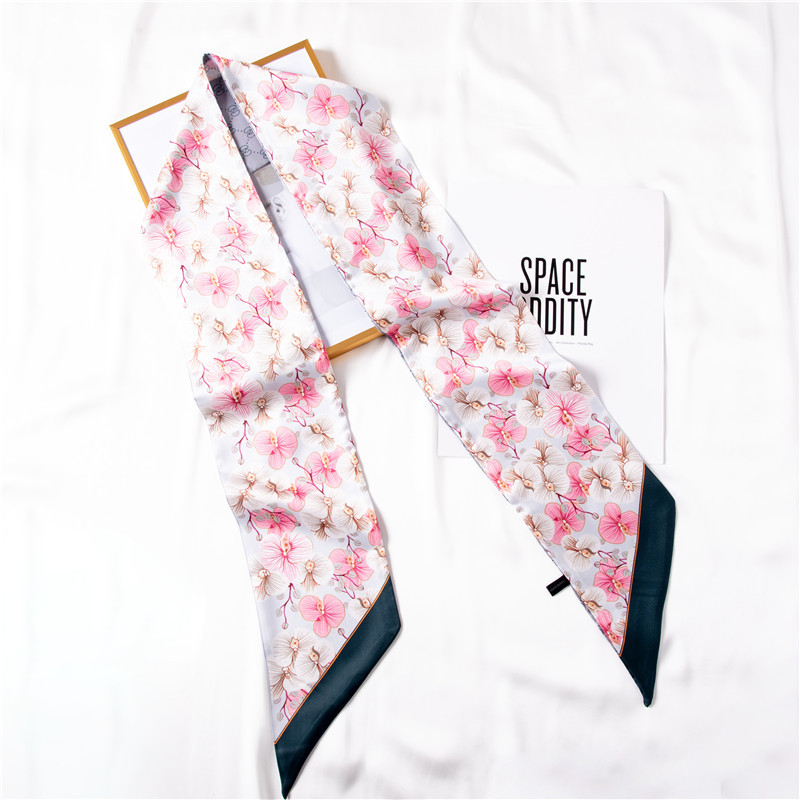 Silk scarf hairband simulation silk long silk scarf pink scarf bag strap wholesale