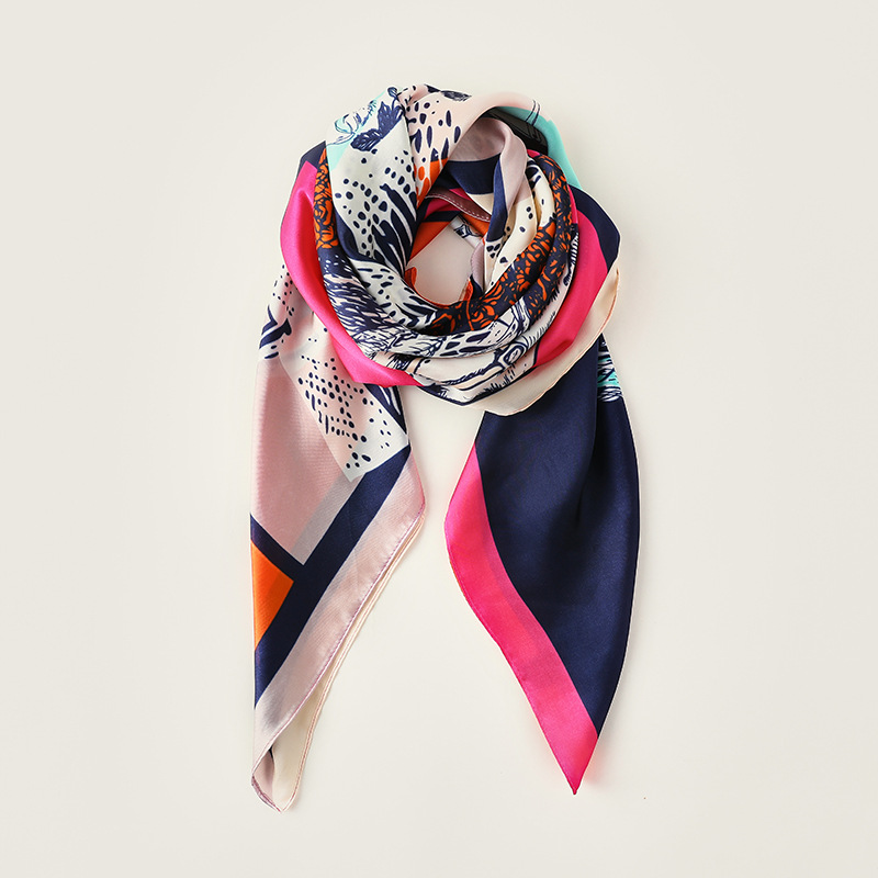 Printed silk scarf sweet simulation silk scarf small square scarf scarf wholesale
