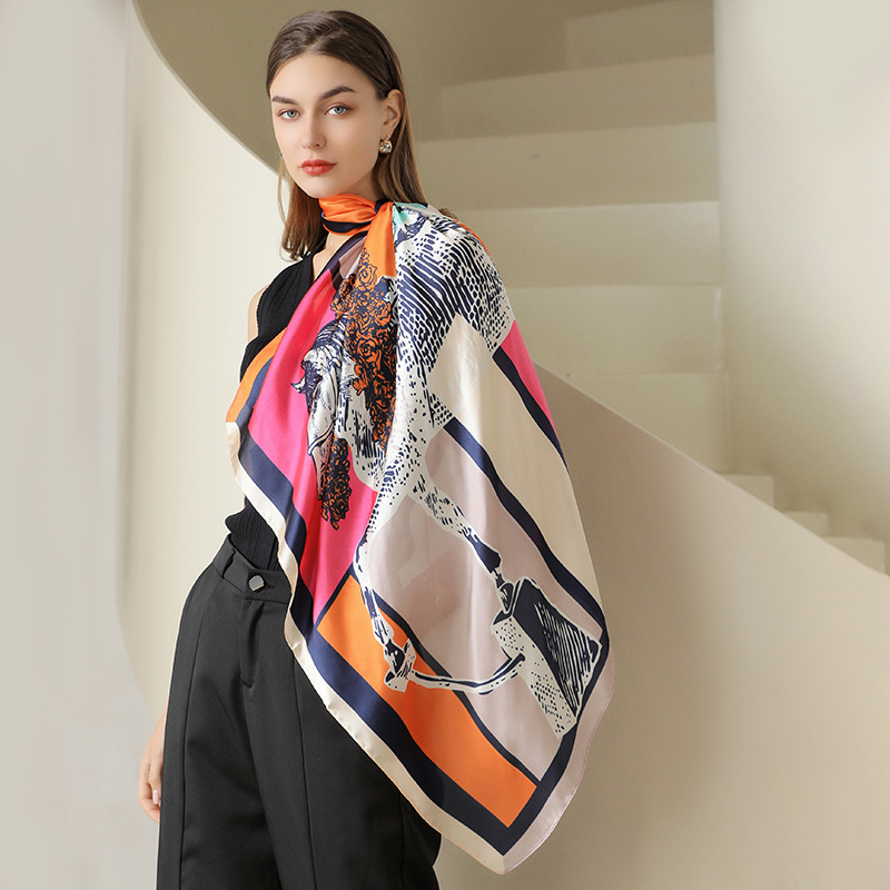 Printed silk scarf sweet simulation silk scarf small square scarf scarf wholesale