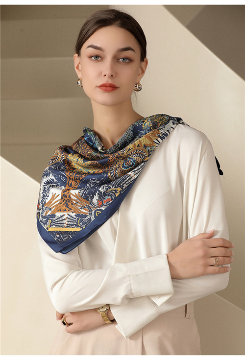 Simulation silk scarf 90 printing large square scarf wholesale