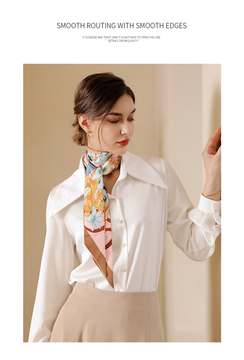 Long silk scarf female sweet imitation silk printing streamer headband small silk scarf wholesale