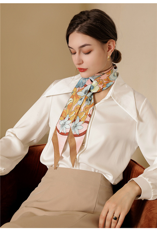 Long silk scarf female sweet imitation silk printing streamer headband small silk scarf wholesale