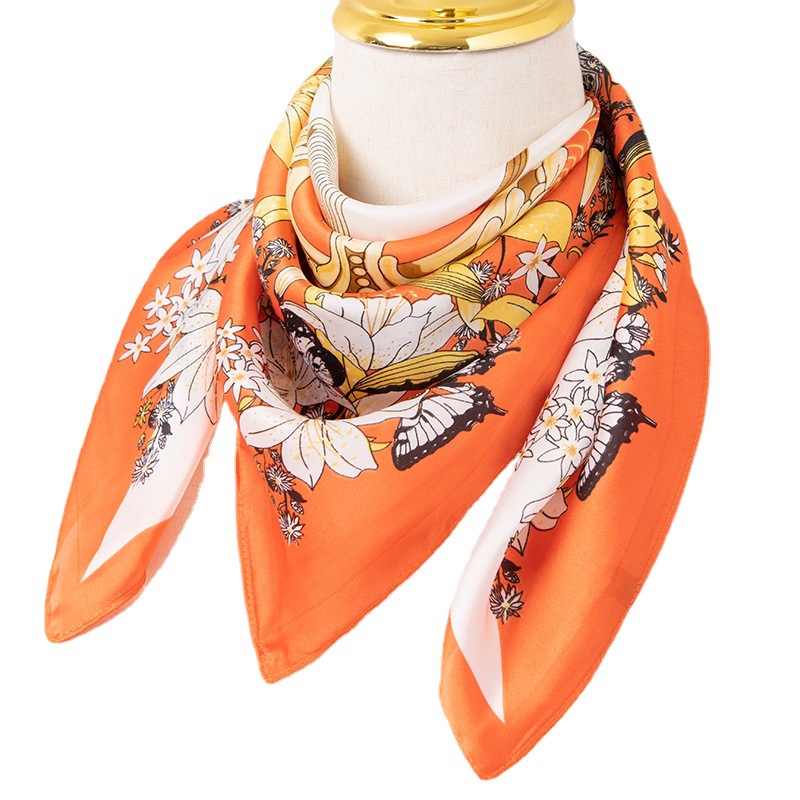 New printed silk scarf bright imitation silk 70 square scarf fashion scarf female wholesale