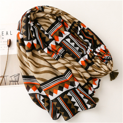 Retro ethnic cotton linen silk scarf long tassel shawl sunscreen beach towel