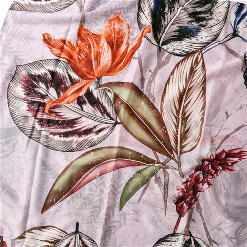 Cotton linen scarf fresh flowers leaves long tassel silk scarf