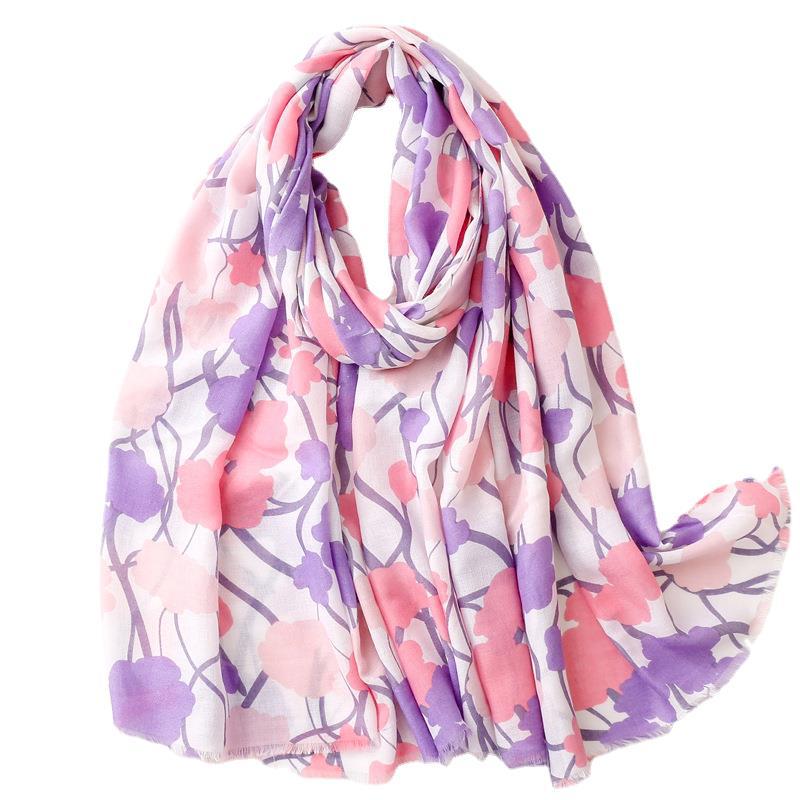 Halo dye contrast color shawl scarf sunscreen sunshade cotton linen scarf wholesale
