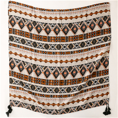 Cotton and linen scarf versatile soft long tassel travel sunscreen shawl beach towel