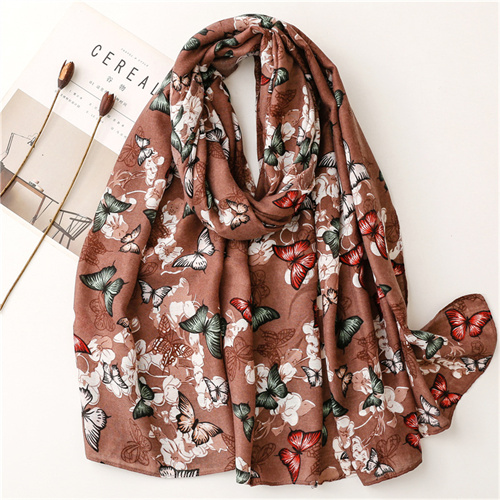 Fashion herringbone cotton linen scarf butterfly silk scarf travel sunscreen shawl