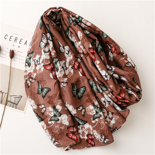 Fashion herringbone cotton linen scarf butterfly silk scarf travel sunscreen shawl